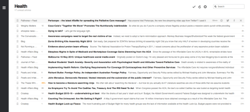 Screen shot of feedly
